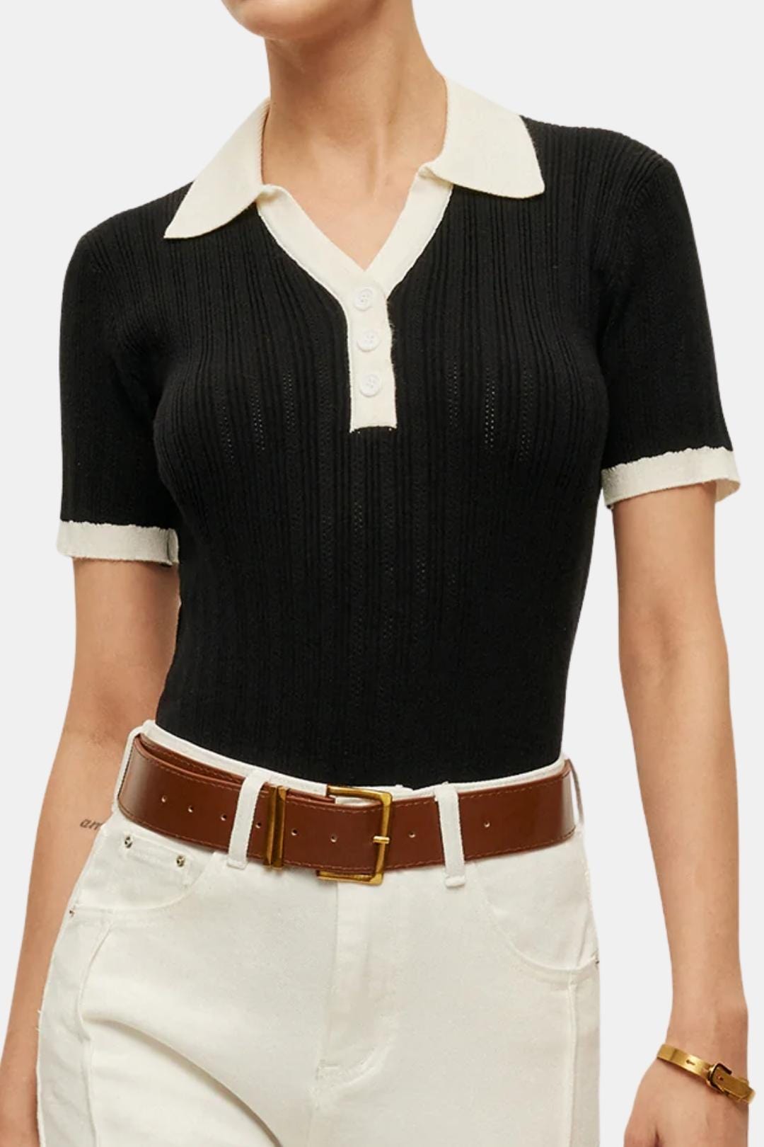 Élise – Knitted Polo Top