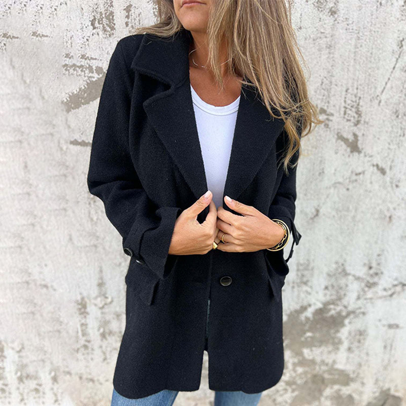 Tailored Peacoat Blazer | Relaxed Fit | Double-Breasted Design | Effortless Elegance