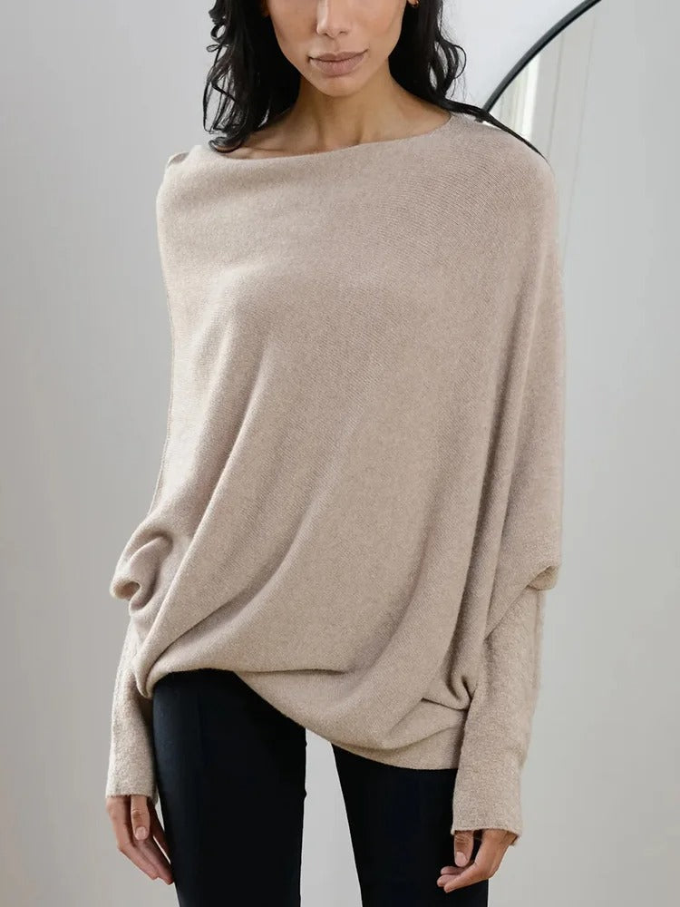 Off-Shoulder Knit Sweater | Soft Lightweight Fabric | Relaxed Fit | Casual Chic