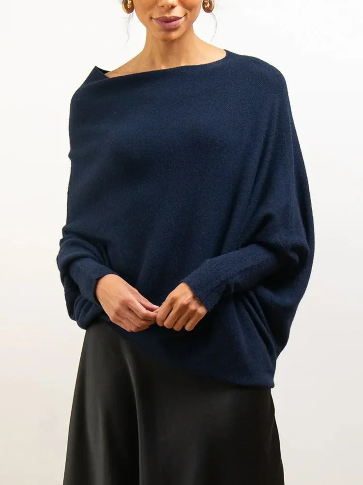 Off-Shoulder Knit Sweater | Soft Lightweight Fabric | Relaxed Fit | Casual Chic